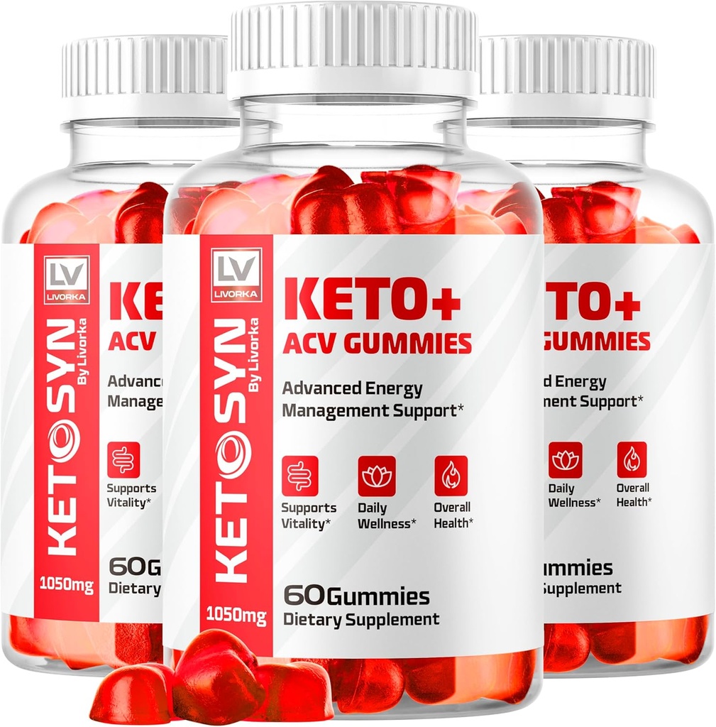 LIVORKA (3 Pack) Ketosyn ACV Gummies, Keto Syn Gummies, Ketosyn Keto Plus ACV Gummies, Ketosyn Keto ACV Gummies, Keto Syn ACV Gummies 1050 MG, Keto ACV Gummies Ketosyn, 180 Gummies durante 3 meses