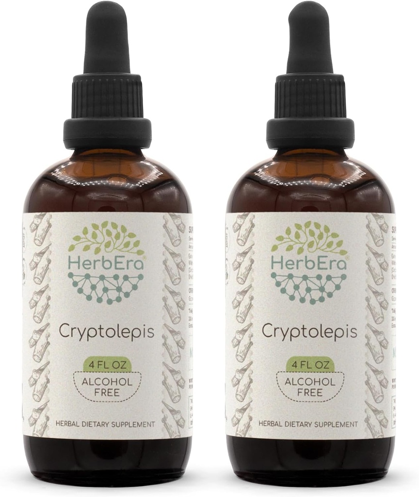 HerbEra Cryptolepis B120(2pcs) Extracto herbario libre de alcohol Tintura, Cryptolepis (Cryptolepis Sanguinolenta) Ratón seco (2x4 fl oz)