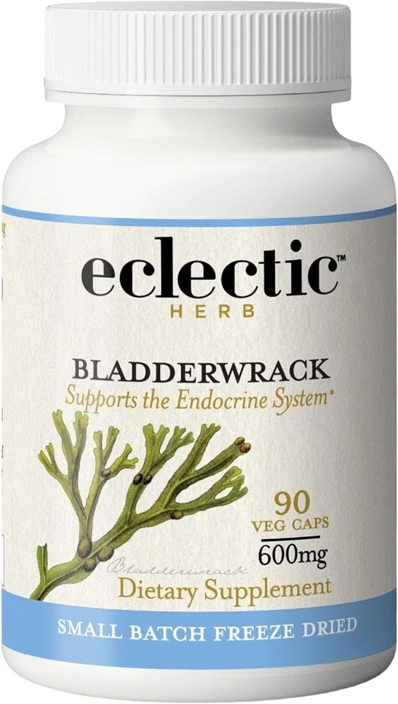 Herb Eclectic - Premium Freeze-Dried Bladderwrack Capsules ← Endocrine System Support ← Healthy Skin and Hair ← Seaweed Supplement ← Wildcrafted, Hand-Harvested, Non-GMO, Vegan (90 CT tención 600 mg)