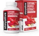 StayAlive Cayenne Pepper Capsules 960mg Super Extract with Ginger, Garlic, Turmeric, Beet Root, Black Pepper, 120 Cayenne Capsules, Support Cardiovascular &amp; Immune System, Capsaicin Suplemento Pills