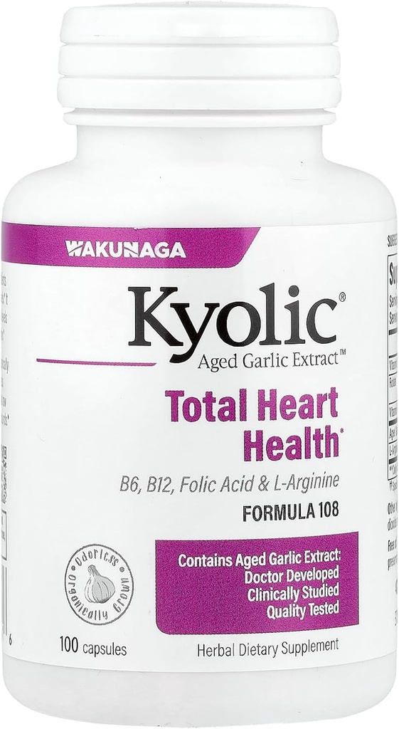 Extracto de ajo envejecido Kyolic Total Heart Health Fórmula 108 - 100 cápsulas