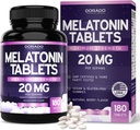 Melatonin 20mg Tablets for Adults (180 Conteo) - Quick Dissolve with 20mg of Melatonin Per Tablet - High Potency, Gluten-Free, Non-GMO, Vegan - Mixed Berry Flavor - Bulk Supply - USA Made