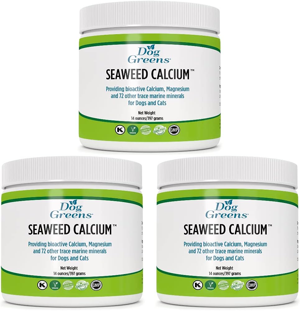 Calcio de algas marinas para perros &amp; gatos 14oz, Suplemento de calcio para equilibrar comida casera, probado para la pureza, más asequible que la competencia, Vet Recomendado, Antiguamente el Calcio de algas marinas (3 pack)