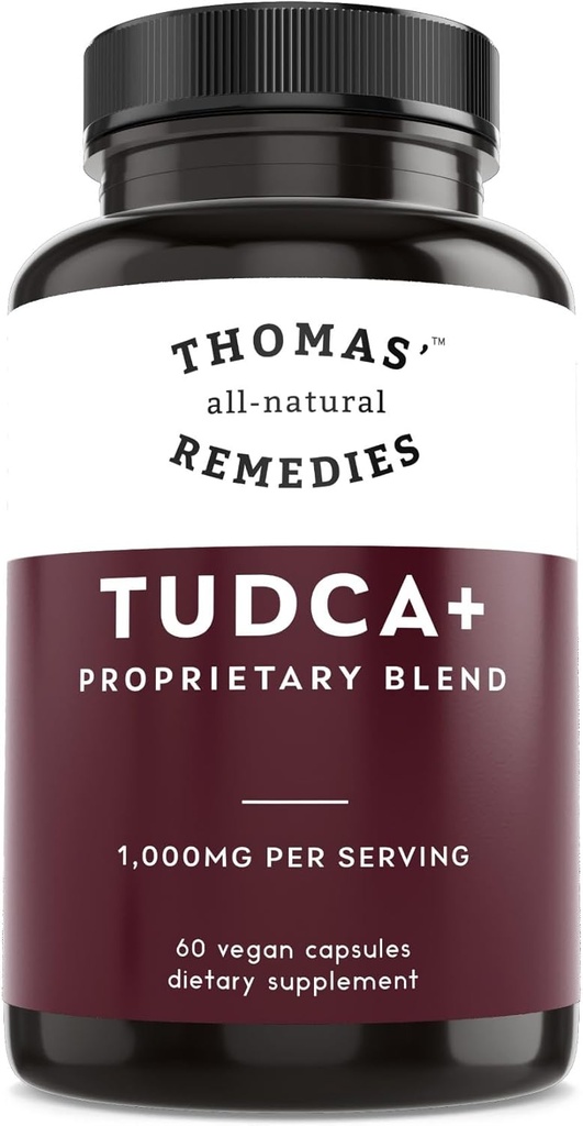 Thomas' all-natural Remedies Tudca 500mg (1000mg Per Serving), 60 Capsules- Tauroursodeoxycholic Acid, Liver Support Supplement- Vegan, Non-GMO, No Filler Capsules