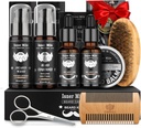 Beard Kit para Hombres Cuidado: con 2 Pack Beard Oils and Balm - Wash &amp; Conditioner para After Shave Lotions Sandalwood, Brush and Comb Sets with Scissors, Valentines Fathers Gifts for Dad/Men/Him