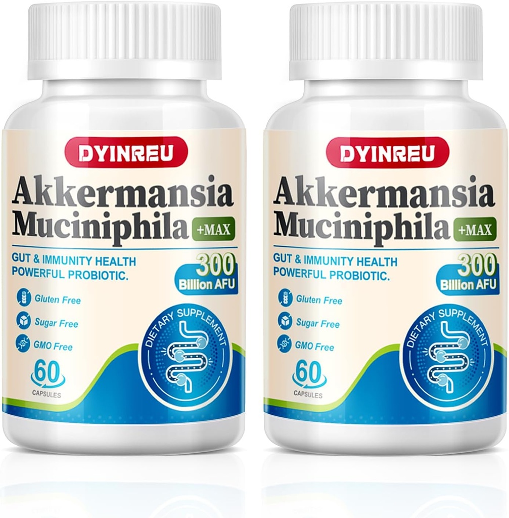 Akkermansia Muciniphila 300 Billion AFU，Increases GLP-1, Probiotics for Digestive, Gut, Immune & Overall Health,Enhances Gut Digestive Lining function, A Live Probioticsfor Women Men,60 Capsules