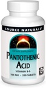 Fuente Naturales Ácido Pantoténico 100 mg Vitamina B-5 Suplemento dietético - 250 Tabletas