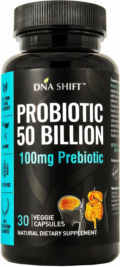 Probióticos 50 Billones - 11 Prebiótico Probiótico en Vivo para Mujeres Hombres - Mejor para Apoyar Salud Digestiva e Inmunitaria. con Lactobacillus Gasseri - Potencia Garantizada para la Expiración