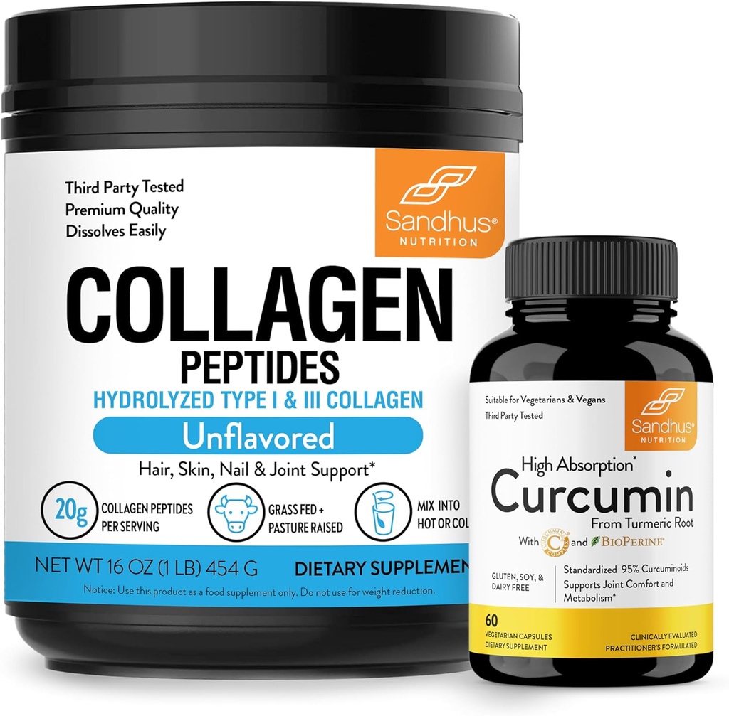 Sandhu's Collagen Peptides Powder " Curcumin with Bioperine durable Supports Immune Function