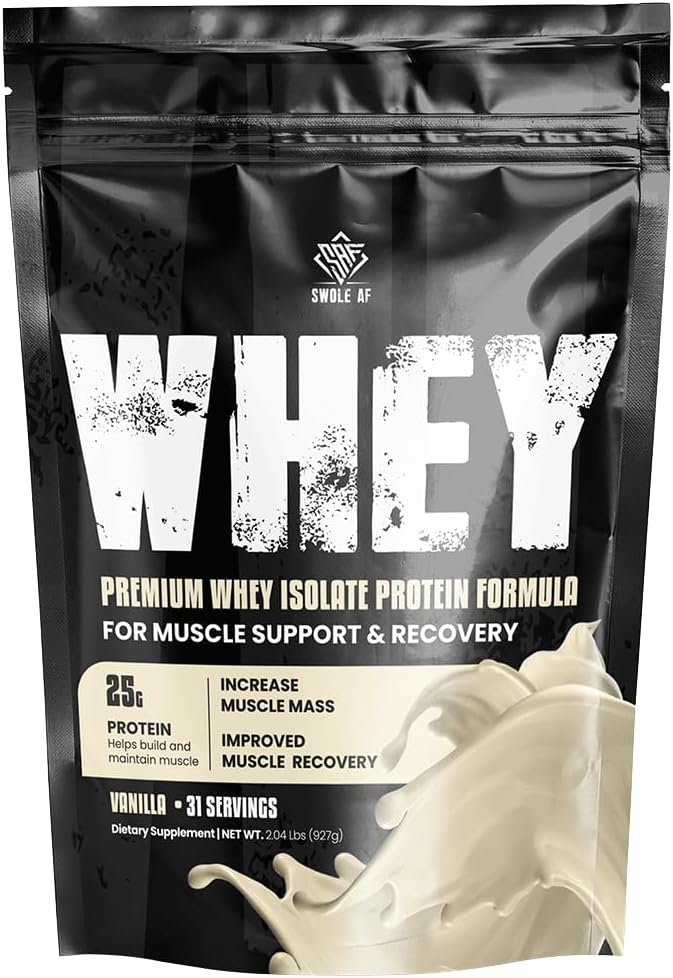 Swole AF Whey Isolate Protein Fórmula Powder ← para el apoyo muscular &amp; recuperación ← Suplemento dietético  25G Protein 31 Serviciones