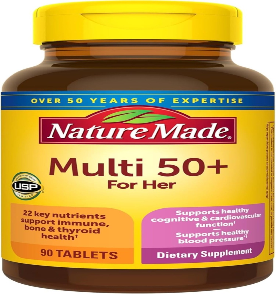 Las tablas multivitaminas 50+ de las mujeres con vitamina D, 90 Cuenta para el soporte nutricional diario