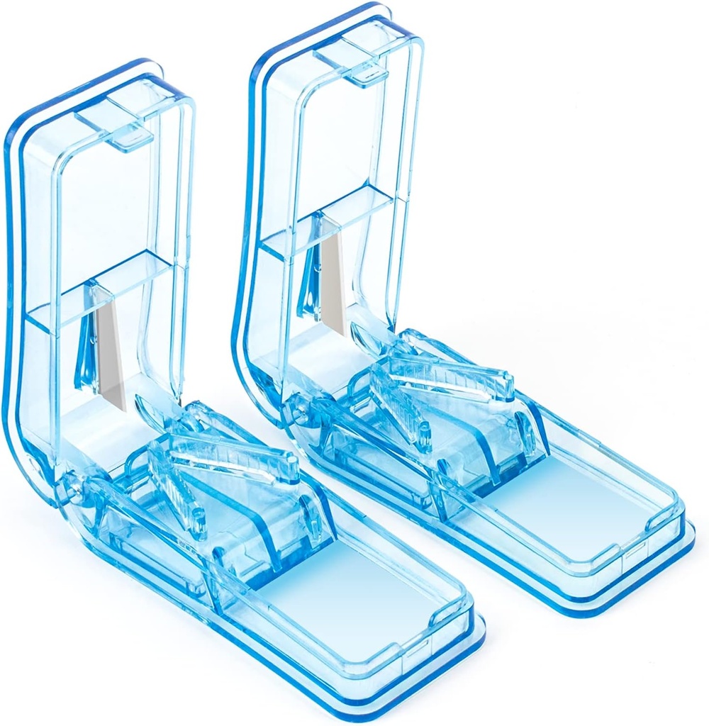 2PCS Pill Cutter, Divisor de Píldora Profesional para Cortar Píldoras Pequeñas o Píldoras Grandes en Media (Blue)