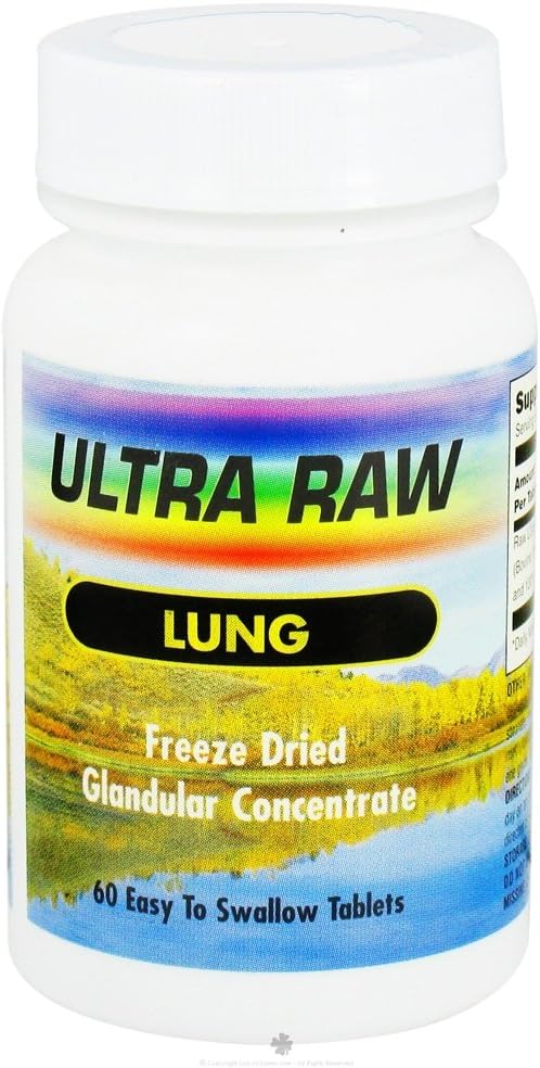 Ultra Enterprises Ultra Raw Lung 200mg Glandular Support, Lung Substance, Vaccum Dried, defatted, Uncut, 100% puro, BSE Free Bovine Glands
