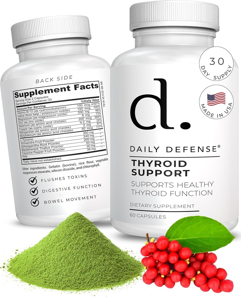 Suplemento de tiroides - Magnesio, Iodine, Ashwagandha, Vitamina B12, " Zinc for Thyroid Support for Men " Women - Vegan Dietary Supplements for Women " Men, 60 Capsules