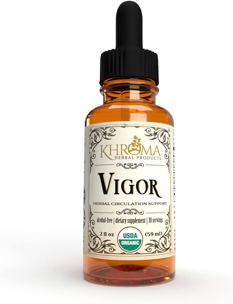 Vigor - Complejo de Circulación Orgánica - Khroma Herbal Productos - Absolutamente El Más Efectivo Apoyo Circulatorio Usted Nunca Toma - 2 oz Liquid - 30 Servimientos