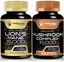 WELLNESS LABSRX Lions Mane suplemento cápsulas y capas de baño