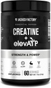 Creatina de la fábrica de Jacked + ElevATP - Polvo de Monohidratos de Creatina para el Crecimiento del Musculo, Aumento de la Fuerza, Mejora de la Energía, con ElevATP para la Energía Sostenida y Resistencia - 60 Servimientos, Sinflavoured