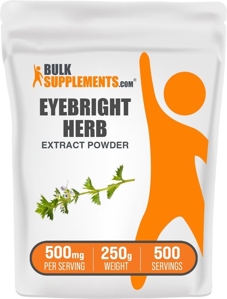 BulkSupplements.com Extract Powder de Eyebright - Extracto de Eyebright - Suplemento herbal, sin gluten - 500 mg por ser, 250g (8.8 oz) (Pack of 1)