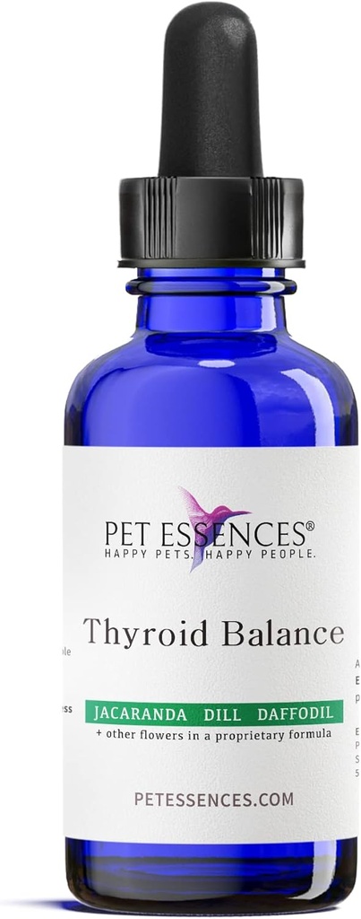 Suplemento de soporte de tiroides, 1oz - Esencias de flores líquidas para perros, gatos " Caballos, promueve el equilibrio de tiroides " Wellness emocional - Fórmula segura y fácil de usar para todos los pechos