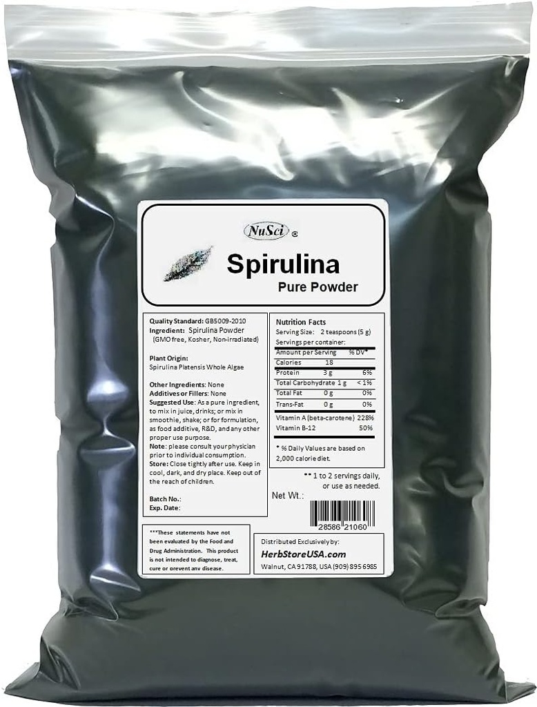 100% puro Spirulina Powder Energía fresca no irradiada (2000 gramos (4.4 lb))