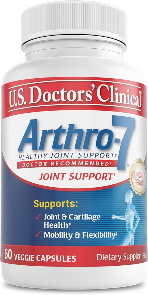 U.S. Doctors’ Clinical Arthro-7 - Complejo de Apoyo Conjunto Probado Clínicamente con Turmeric, MSM, Collagen, Bromelain for Flexibility, Mobility, and Strong Cartilage - 60 Capsules - 15/30-Day Supply