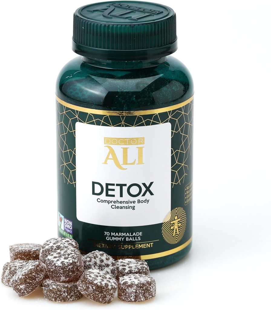 Doctor Ali - Detox Gummies for Comprehensive Body Cleansing Silencio Hecho con Ingredientes Ecológicos Silencio 70 Conde ← Gluten Free ← Gelatin Free ← Non-GMO