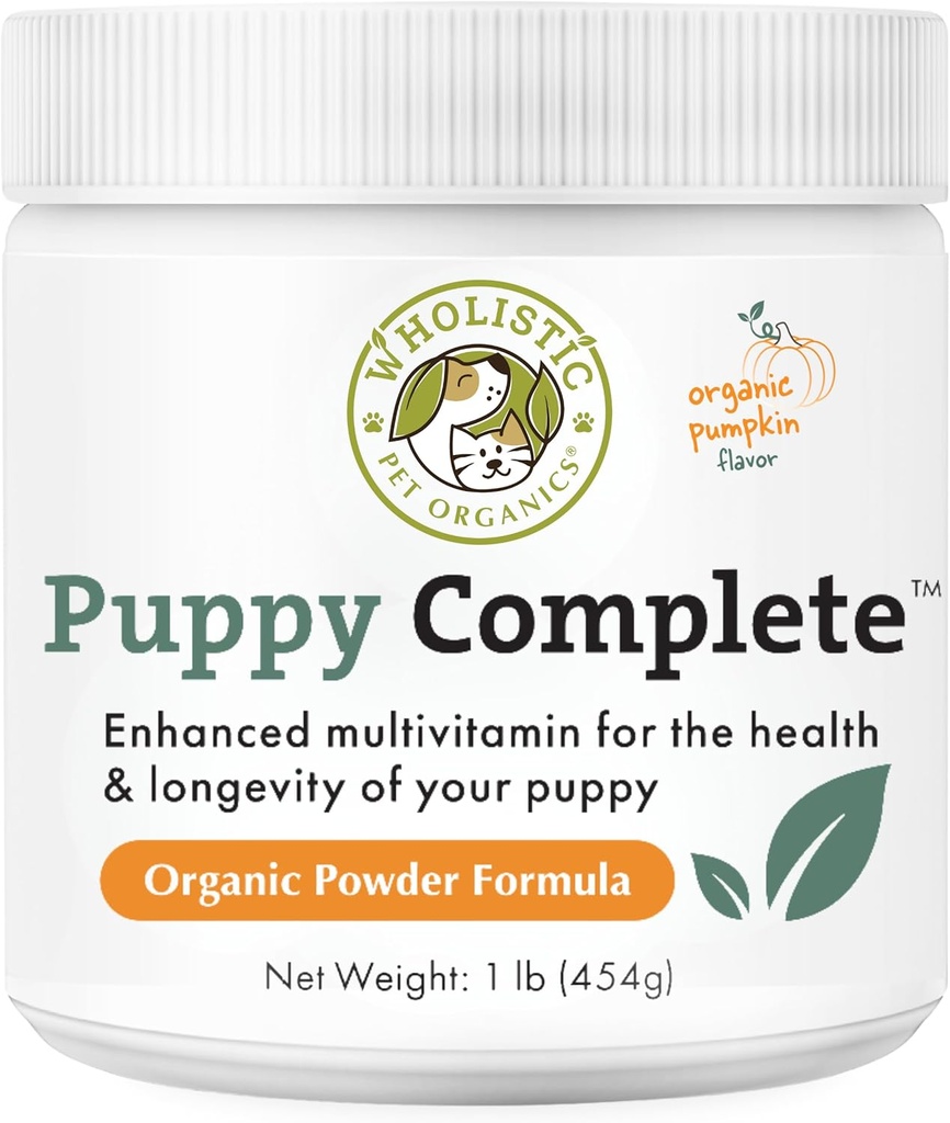 Wholistic Pet Organics Puppy Complete - Dog Multivitamin Powder - 1 Lb - Daily Dog Vitamins &amp; Suplementos para Homemade Food - Immune System, Skin, Coat &amp; Global Health - Small and Large Breed Puppies