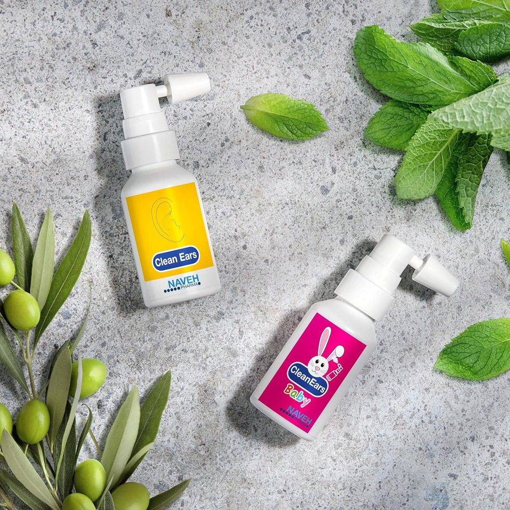 NAVEH PHARMA CleanEars Earwax Removal Spray 1 Fl Oz + 1 Unidad NAVEH PHARMA CleanEars Baby Earwax Removal Spray 0.5 Fl Oz