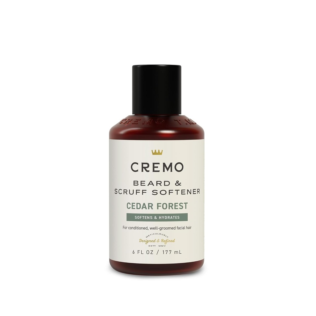 Cremo Cedar Forest Beard &amp; Scruff Softener, Softens y Condiciones Pelo facial grueso de todas las longitudes en sólo 30 segundos, 6 Fluid Ounce