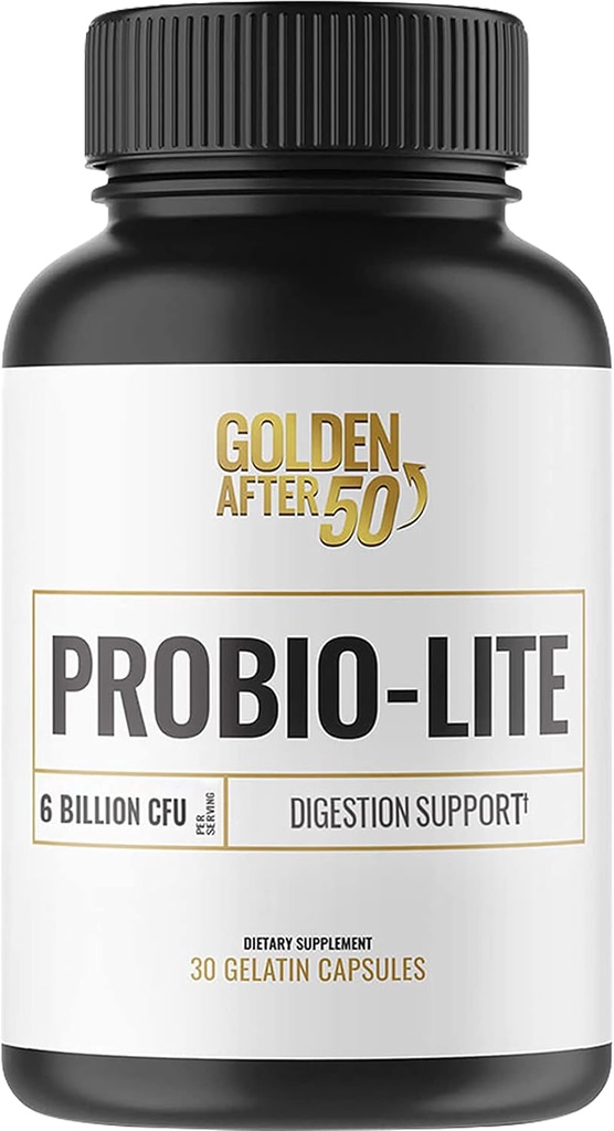 Golden After 50 Probio-Lite - for Gut Health and Digestion Support - Probiotics for Men and Women - 30 Gelatin Capsules - Probiotics for Occasional Heartburn, Gas, Indigestion