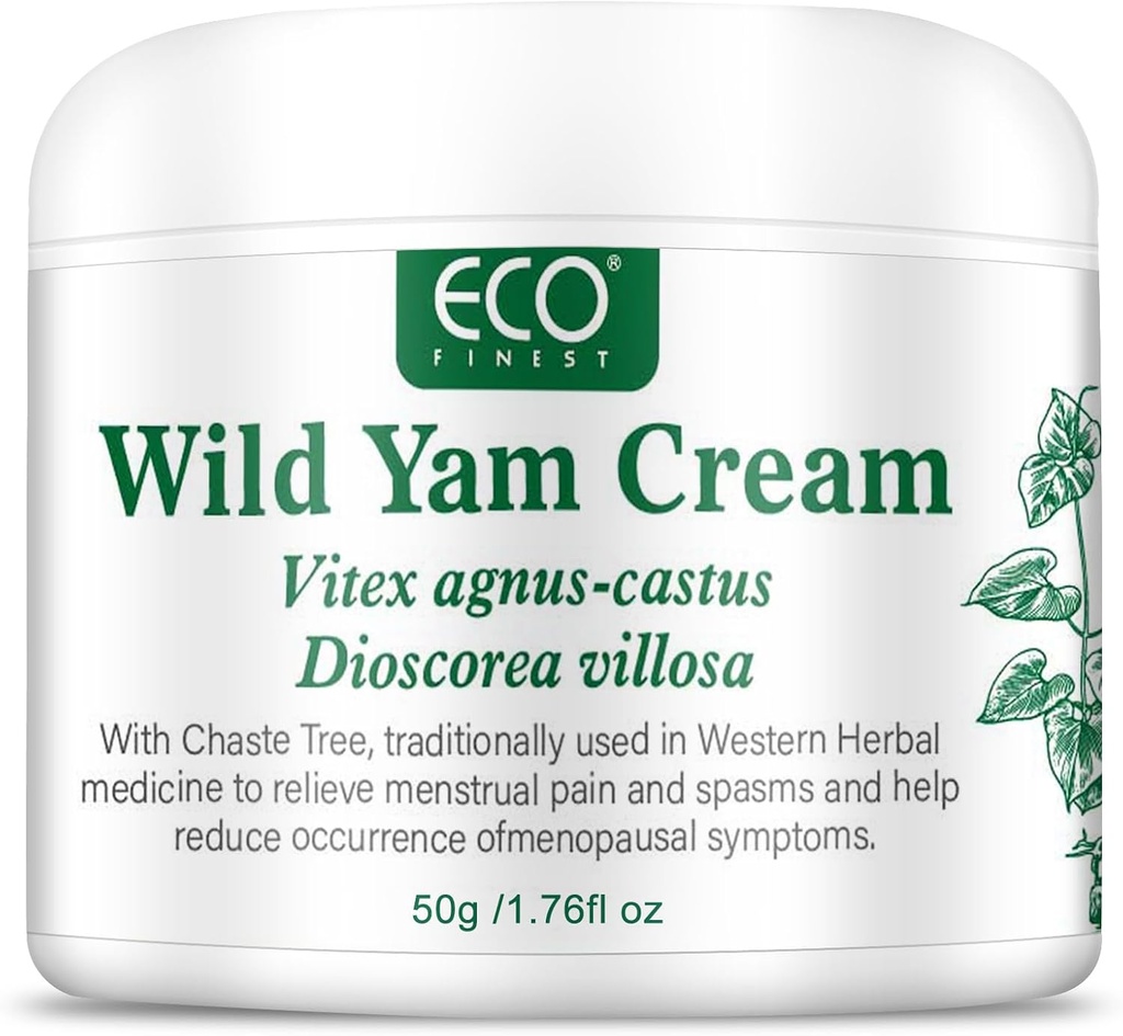 WFDL Wild Yam Cream for Hormone Balance, Organic Yam Cream with Chasteberry, Aloe &amp; Vitamin E for Menopause Relief, Soothes Night Sweats & Hot Flashes, Eases Mood Swings (1.76 OZ)