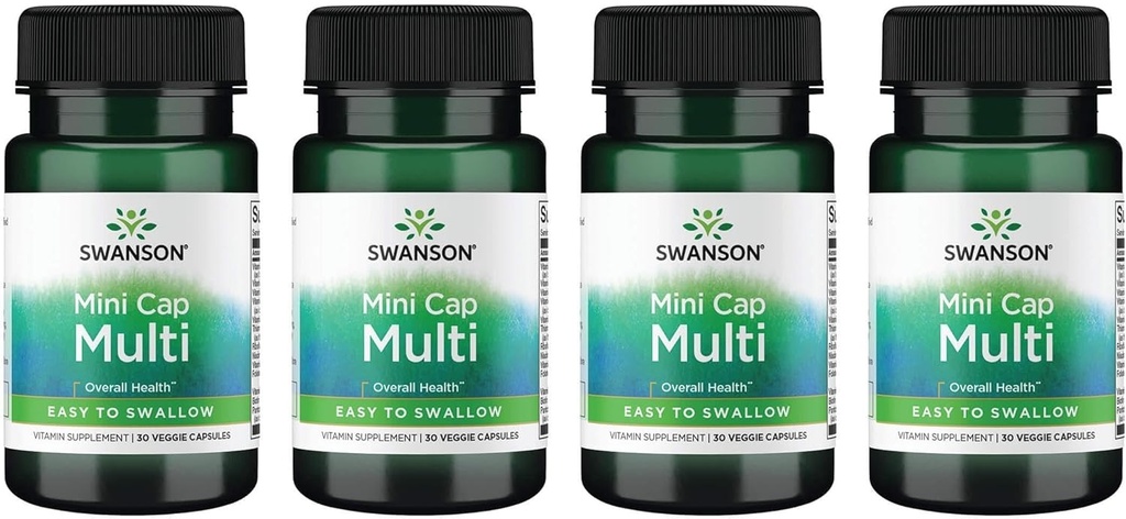 Swanson Daily Multivitamin Sin Minerales 30 Veg Capsules (4 Pack)