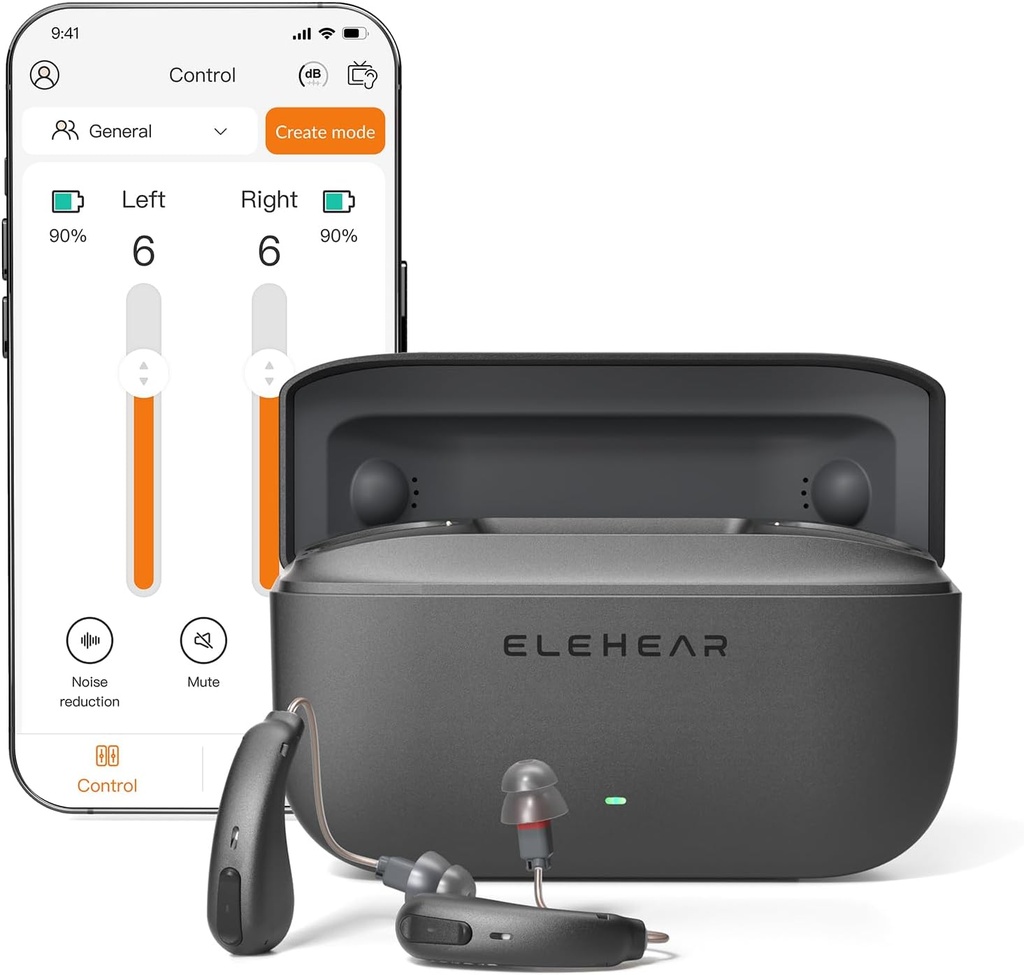 Alpha Pro Hearing Aids, Bluetooth OTC Hearing Aids para adultos mayores, Smart Rechargeable Hearing Aid with AI Noise Cancellation, Bluetooth Enabled &amp; App Control Hearing Aid, Cómodo Fit