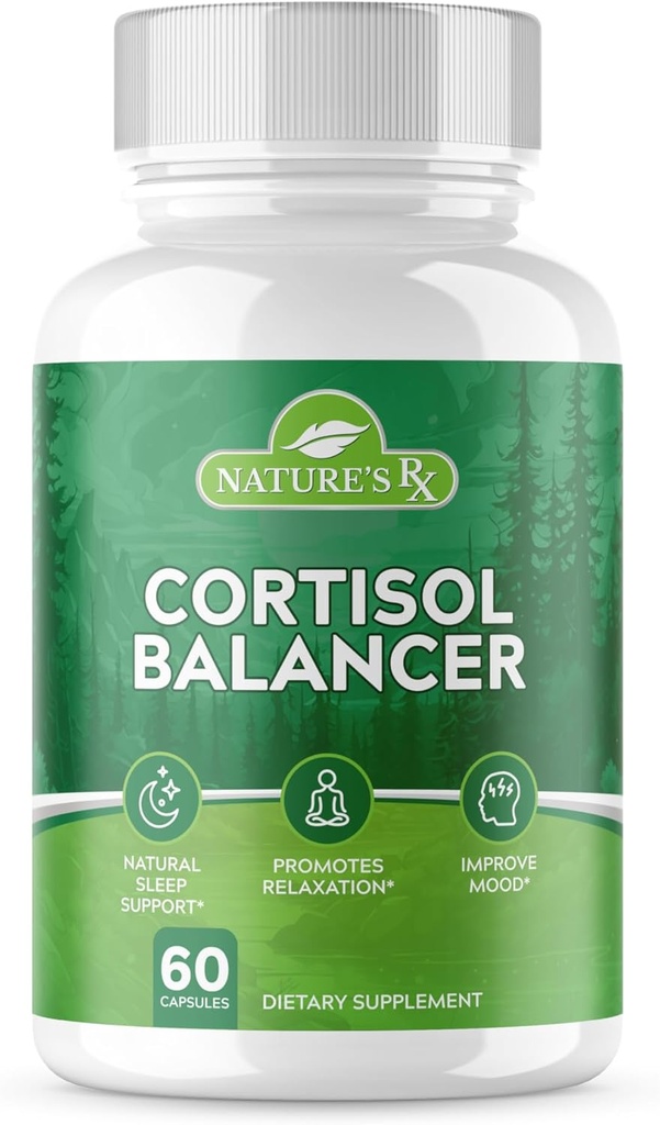 La RX de la naturaleza tópetu #1 Rated Cortisol Reductor Suplemento TENIDO Mejorar Mood, Relajación, Horario de sueño TENIDO Fórmula ultra Dosificada w / 27 Ingredientes poderosos ← 3er partido probado, Vegan + EE.UU. Hecho - 60 cápsulas