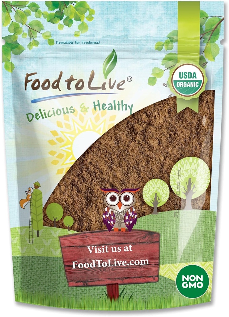 Alimentos para Vivir Orgánica Red Reishi Mushroom Polvo, 8 onzas – Todos los Superalimentos Naturales Veganos para la Inmunidad y el Bienestar Holístico. Rico en Antioxidantes " Nutrientes. No GMO, 100% puro. Genial para Smoothies.