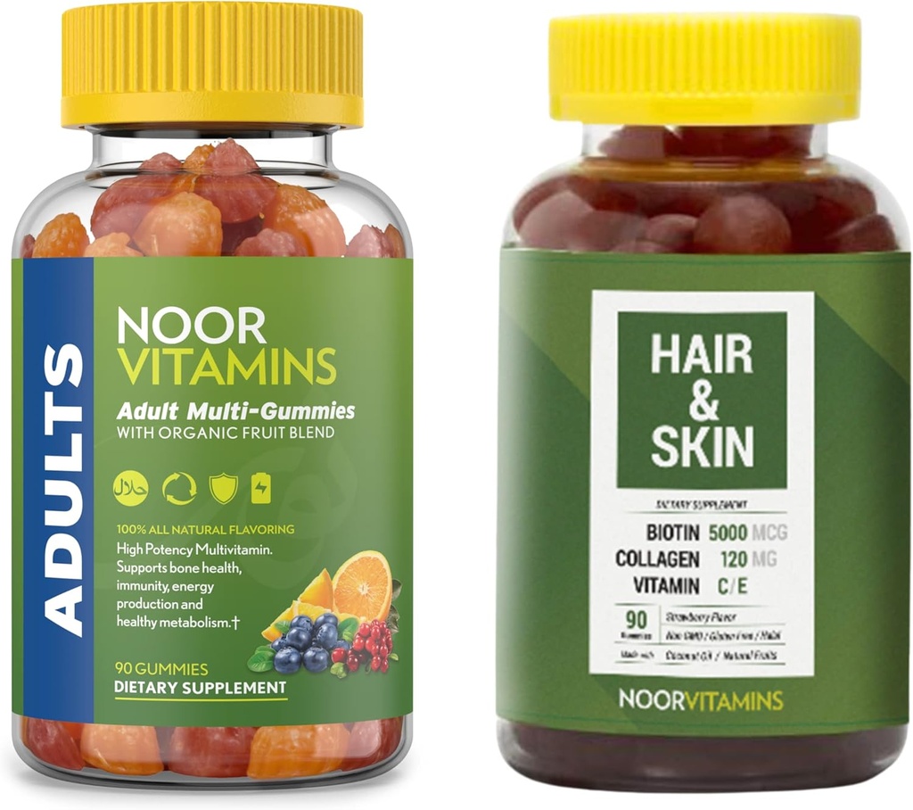 Vitaminas Noor Adulto Gummy Bundle - Vitaminas Halales Suplementos - 2 Valor Botella