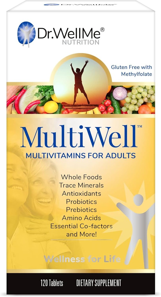 MultiWell Multivitamínicos para Adultos 120 Tabletas - High Potency Multivitamin with Whole Foods, Minerals, Antioxidantes, Probiotics - Energy, Immune, Heart &amp; Digestive Health