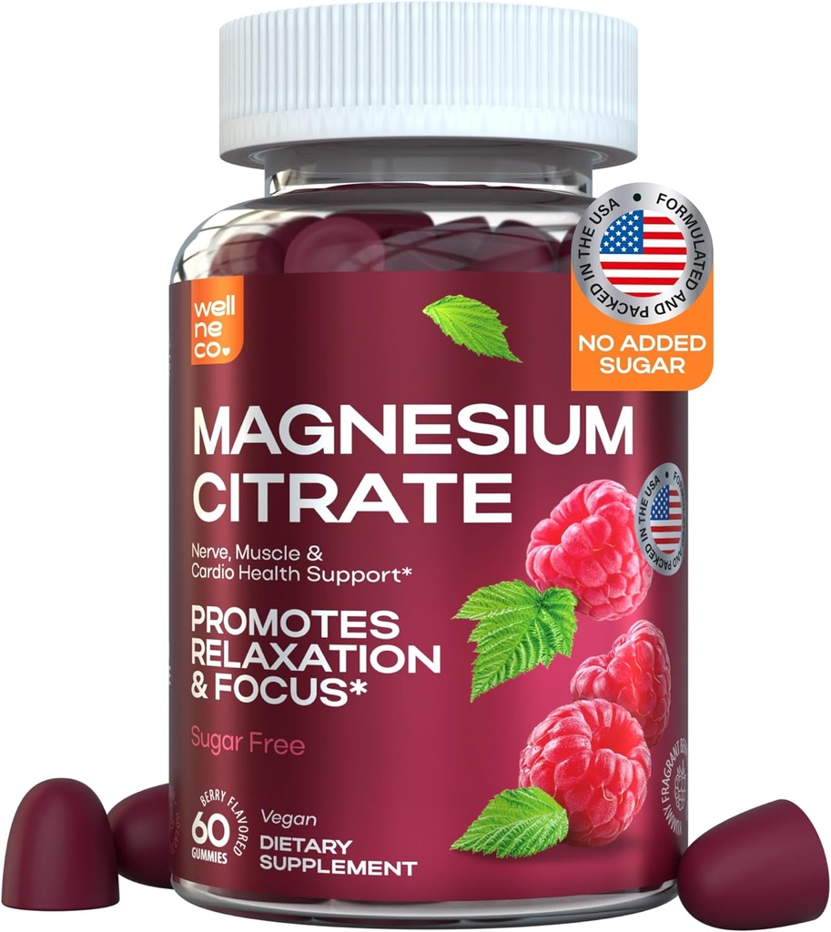 Suplementos de Gummy de Magnesio Adulto - 180 Mg para Nerve, Muscle y Salud Cardiovascular, promueve el sueño relajante - 60 cuenta