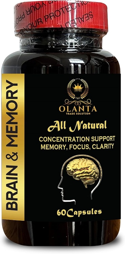 Pills de memoria para cerebro - Boosts Rendimiento Cognitivo & Función cerebral, Soporte Memoria Rendimiento, Focus Suplemento con Ginkgo Biloba - 1 Botella 60 cápsulas