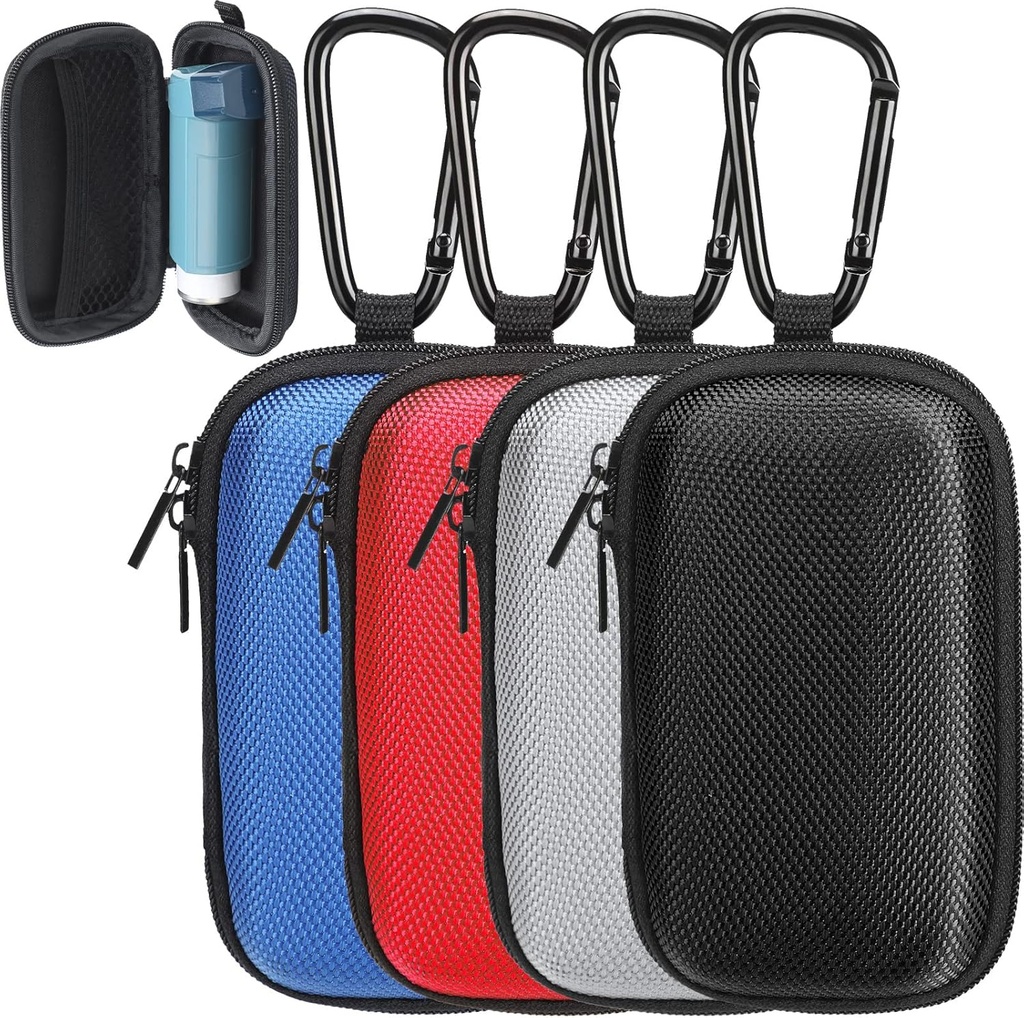 Woanger 4 Pcs Hearing Aid Case Hard Asthma Inhaler Holder Travel Hearing Aid Case Earbud Portable Zipper Carry Holder with Mesh Pocket for Inhaler Carrying Aid Otros accesorios de Dust y Dirt