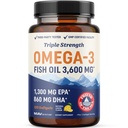Triple fuerza DHA Omega 3 Fish Oil 3600 mg ← Sobre 2100mg Omega-3 Fatty Acids con 860mg de DHA Silencio 1300mg EPA ← Mejores ácidos grasos esenciales ← Premium Wild Caught " Burpless Fish Oil TEN 120 ct.