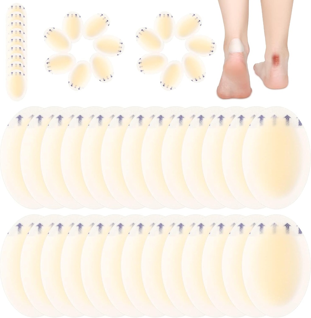 Tarpop 100 Pcs Blister Bandages Hydrocolloid Blister Pads for Heel Waterproof Gel Adhesive Bandages Protectors for Feet Toes(Single Style)