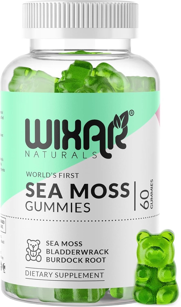 Sea Moss Gummies - Natural Irish Sea Moss and Bladderwrack with Burdock Gummy - 60 Gummies - Vegan - Healthy Immune, Gut & General Wellness Support - Herbal Alkaline Supplements