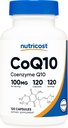 Nutricost CoQ10 100mg, 120 Capsules Vegetarianos, 120 Serviciones - Alta Absorción, Vegetariano, No GMO, Coenzima Q10