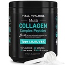Vitaminas Vitales Péptidos Multi Collagen Polvo - Desarrollado, Fácil de Disolver - Tipo I, II, III, V, X - para Hombres Mujer - promueve el cabello, la piel, las uñas, " Salud Conjunta - 30 Actuaciones