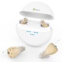 BEVI 12 canales Ayudas de Audición Digital con Caso de Carga, Ayudas de Audición Recargables para adultos mayores, Ayudas de Audición para mayores Recargables con Cancelación de ruido, OTC Ayuda de Audición Invisible Beige