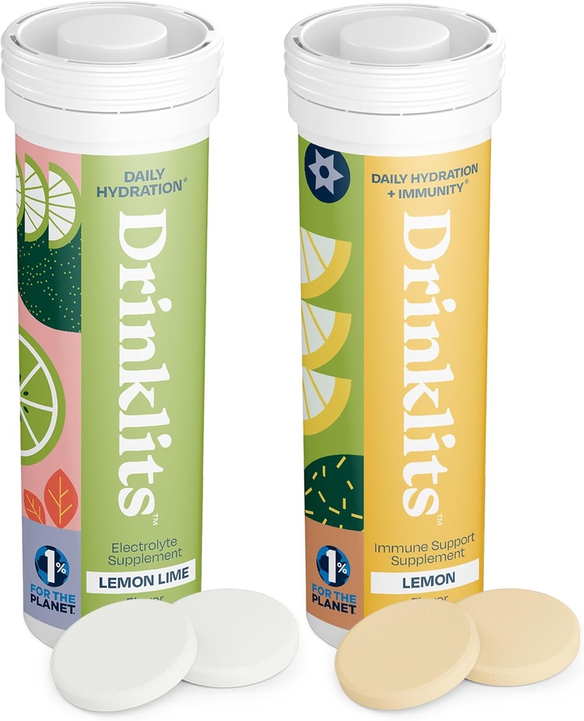 Bebidas Immunity &amp; Lemon-Lime Hydration Tablets (2) Tube Combo Pack ← Electrolytes esenciales – Immune Support – Great Taste ANTE 20 Servings (10 Tablets Por Tube)