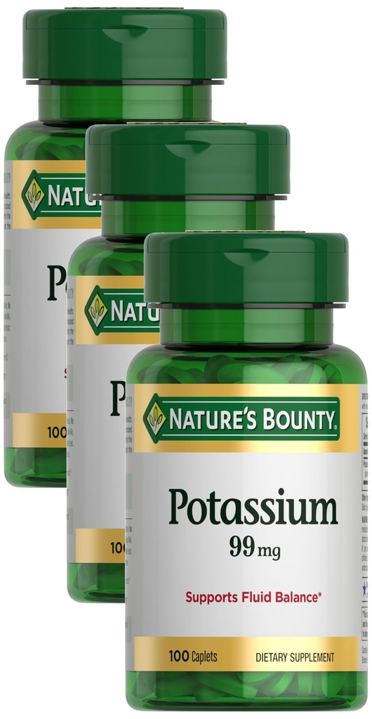Bounty Potassium Gluconate 99 mg, 100 caplets (Pack of 3)