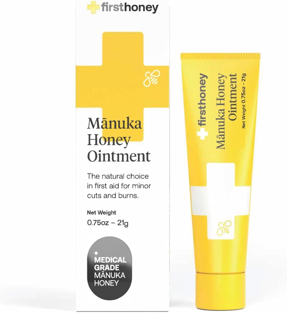 FIRST HONEY Manuka Wound Ointment [.75oz - 21g] | Rapid Wound Repair Gel | Fast Relief for Skin & Burns | Manuka Honey from New Zealand | Antibiotic Free Burn Care, Scar Gel, Dressing Aid