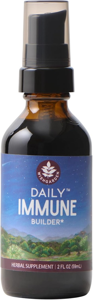 WishGarden Herbs Daily Immune Builder with Black Elderberry & Astragalus - Daily Immune Support Formula for Adults, Herbal Immune System Booster with Elderberries, 2oz